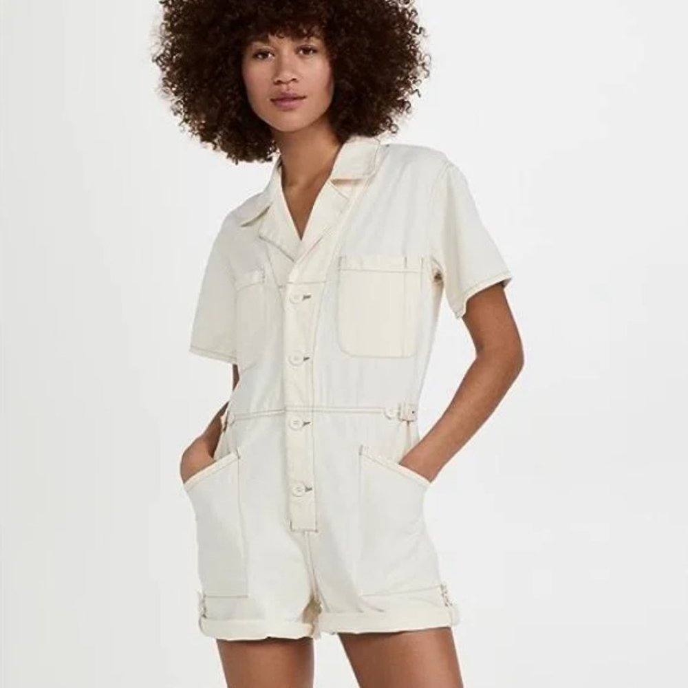 Pistola Cream Short Sleeve Jumpsuit
